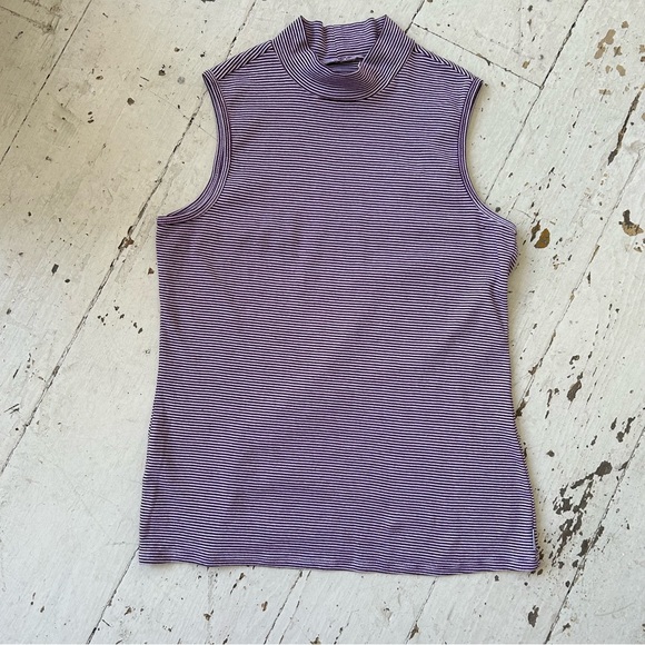 Eddie Bauer Stripe Sleeveless Mock Neck Tank Top - Picture 4 of 11